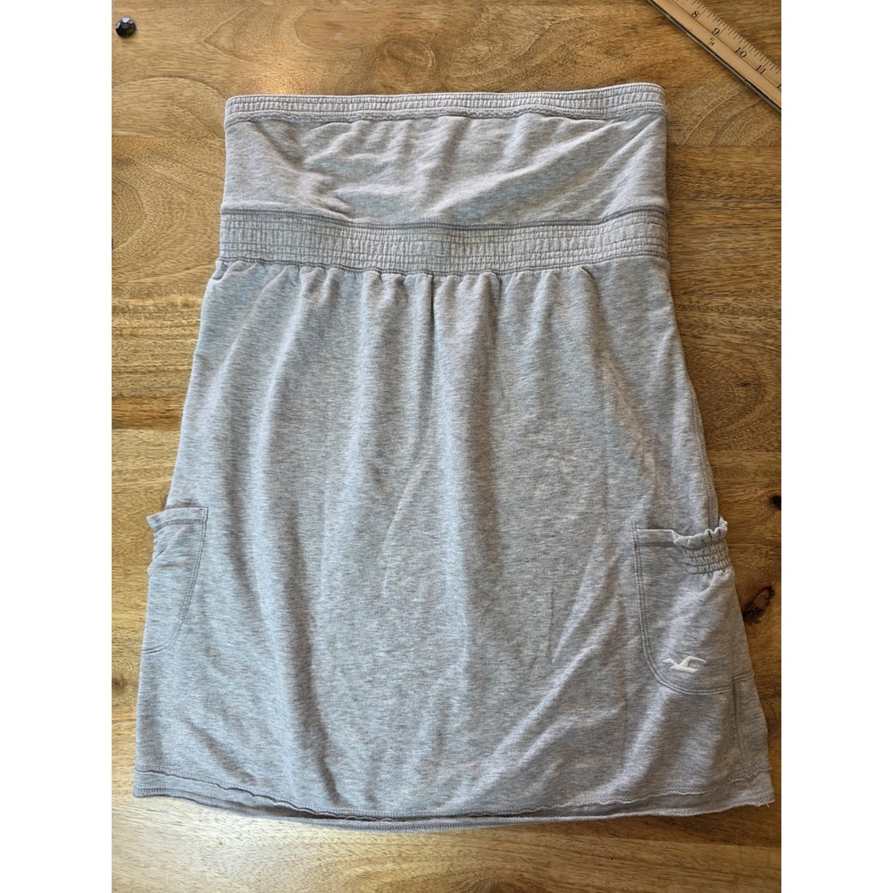 VTG Hollister Y2K Gray Strapless Tube Dress Large Babydoll Lounge Dress Pockets